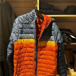 Cotopaxi Men's Blue, Yellow, and Orange Puffer Jacket